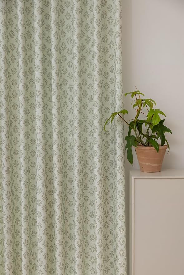 DrapePalette - Linen Blend Pinch Pleated Curtains 96 Inches Long for Living Room, Bedroom, Dining Room, Light Filtering Curtains 2 Panels Set, Modern Floral Printed Design, Pastel Grey, 30" W x 96" L