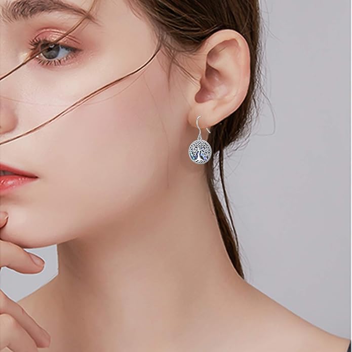 Aniu Tree of Life Earrings for Women Turquoise Malachite Teardrop Dangle Earrings for Women Sterling Silver Anniversary Birthday Drop Dangle Earrings Jewelry Gifts