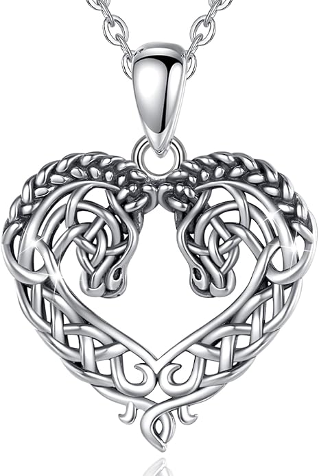 Vito 925 Sterling Silver Viking Necklace for Women Men, Viking Dragon/Wolf/Horse/Tree of Life Pendant Norse Amulet Nordic Jewelry for Men
