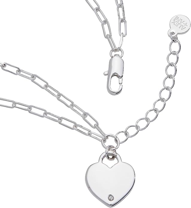 ALEX AND ANI Heart Charm Double Paperclip Chain Braclet