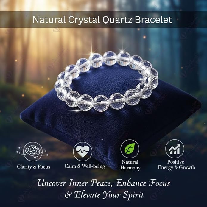 Arihant Gems And Jewels Reiki/Yoga Healing Crystal Stretchable Bracelet,100% Natural And Certified, Astrological Gemstone, Unisex Both For Men & Women - (8 Mm)