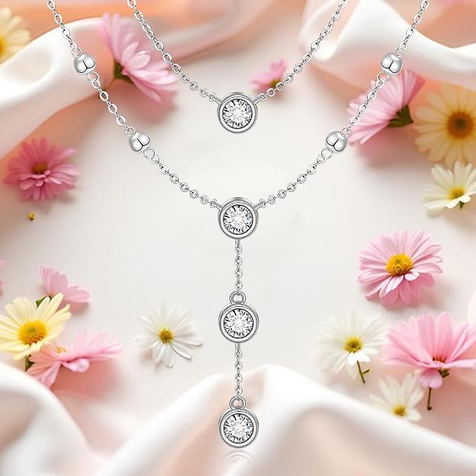 Layered Necklaces for Women S925 Sterling Silver 14k Gold Plated Cross Jesus Tulip Birth Month Flower Necklace Pendant Jewelry Mothers Day Birthday Gifts