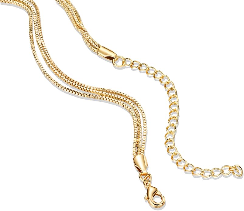 PAVOI 14K Gold Plated Dainty Layering Necklaces for Women | Snake Chain, Curb Link, Paperclip Layered Chains | Trendy Layering Necklace