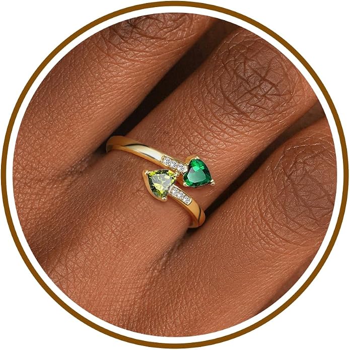 Btysun Mothers Day Gifts, Birthday Gifts for Women Non Tarnish Gold Rings Adjustable 1-12 Birthstone Rings Birthday Gift for Wife Mom Stocking Stuffers Promise Ring Anniversary Wedding Jewelry