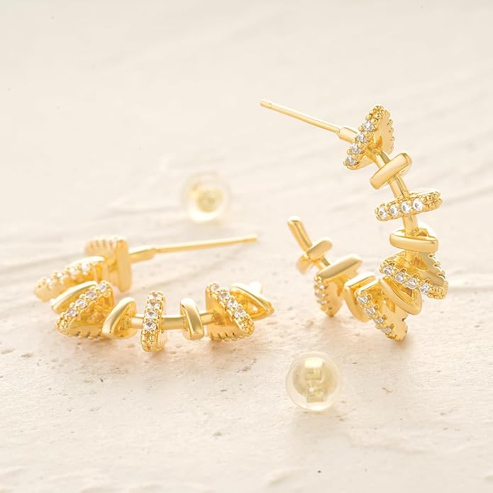 MYEARS Women Hoop Earrings Gold 14K Gold Filled Small Simple Handmade Hypoallergenic Everyday Illusion Jewelry