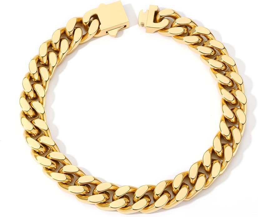 Stainless Steel Cuban Link Bracelet for Men - Gold/Silver Plated Miami Curb Chains Bracelet - Cuban Hand Chain Wrist Bracelet Hip Hop Jewelry, 9mm/11mm Width, 7.5"/8.3"/9"