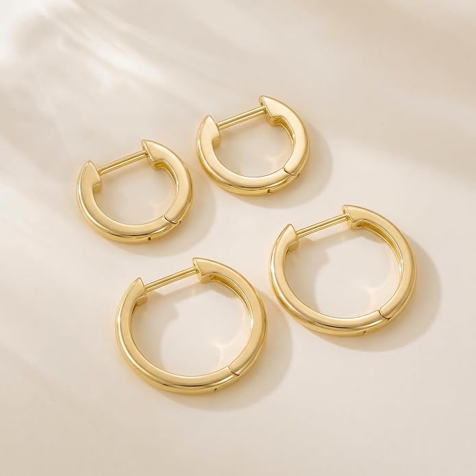 14K Gold Huggie Hoop Earrings for Women - Small Minimalist Earrings
