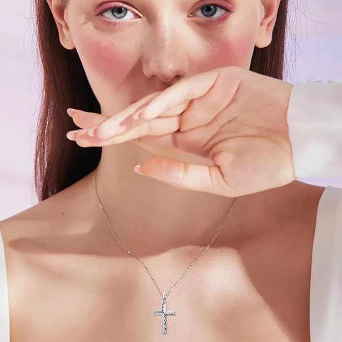Cross Necklace for Women 925 Sterling Silver Crucifix Pendant Christian Cross Jewelry for Women Men