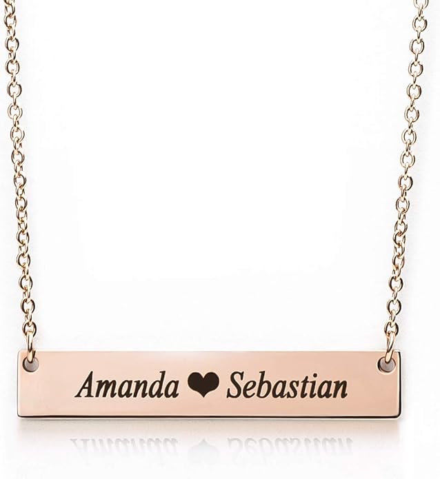 Personalized Necklace for Women, Custom Name Bar Pendant, Graduation Gift or Mothers Day Gift for Her, Gold Name Plate for Mom