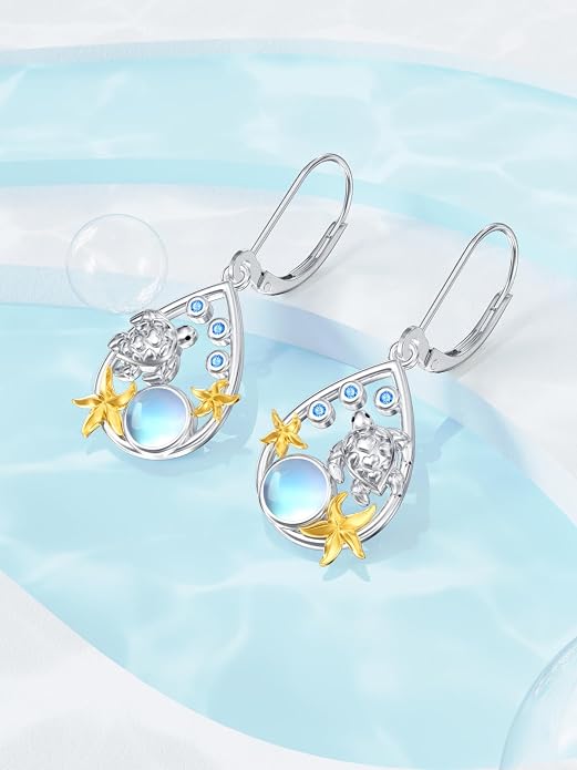 Dorunmo Moonstone Dangle Drop Earrings s925 Sterling Silver Leverback Earrings Filigree Moonstone Jewelry Birthday Gifts for Women