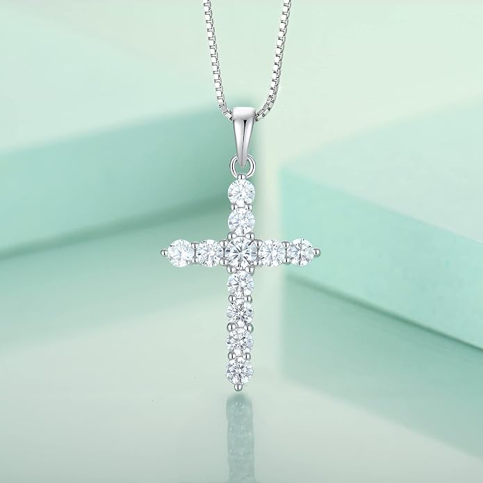 STARCHENIE Cross Necklace Sterling Silver Crucifix Pendant Gemstones Jewelry for Women