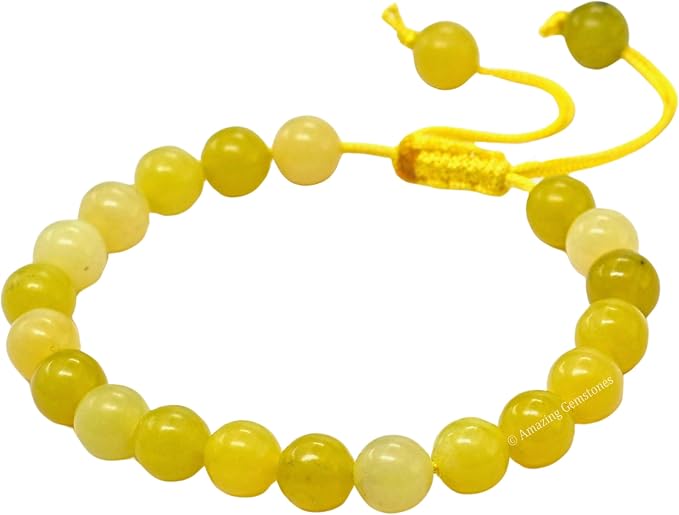 Amazing Gemstone Lemon Jade Bracelet for Women Men's Gifts - Protection Healing Crystal Bracelet - 8mm Gemstones Beaded Adjustable Bracelet Pulseras para Hombres Mujer Stocking Stuffers