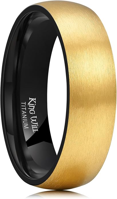 King Will Titanium Wedding Band for Men Women-Sliver/Black/Gold Plated Pure Titanium Wedding Ring, 3-9mm Widths Available Brushed Matte Design Comfort Fit Size 4-16