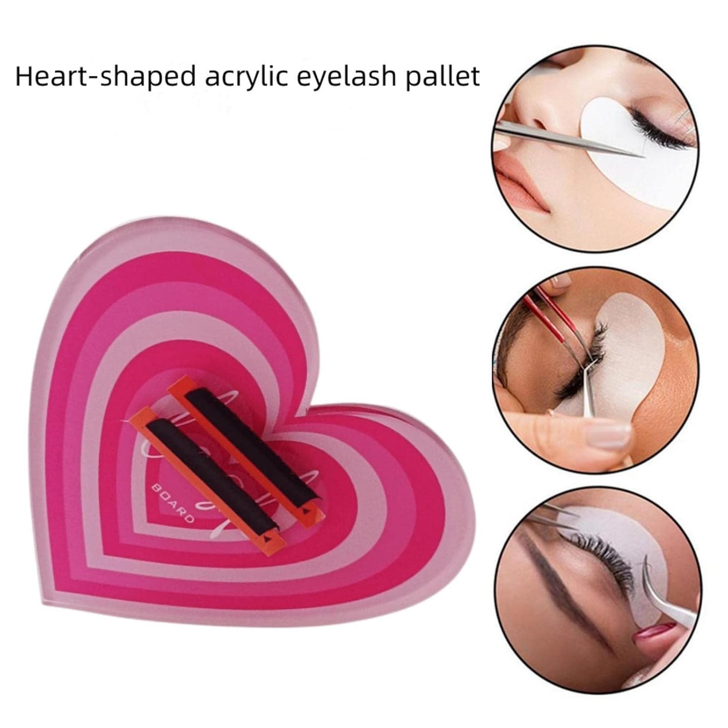 Grafting False Eyelash Acrylic Extension Pallet, Eyelash Extension Tweezers Plate Pad Makeup Palette Individual Training Tools (Heart-shaped（4.72x3.54inch）)