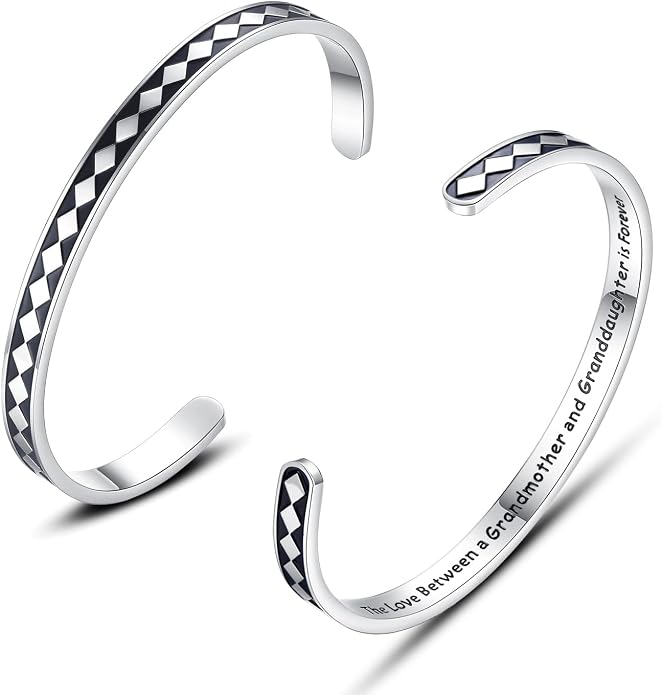 TONY & SANDY Inspirational Bracelets for Women Teen Girls Personalized Gifts for Daughter Granddaughter Mom Sister Friends Stainless Steel Engraved Cuff Birthday Easter Christmas