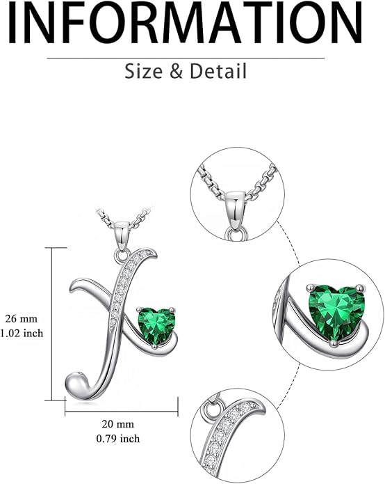 Birthday Gifts for Women Alphabet A to Z Initial Birthstone Pendant Necklaces for Women - 18k White Gold Plated Personalized Name Jewelry Anniversary Graduation Gifts for Wife Her Daughter Girlfriend(with Gift Box)