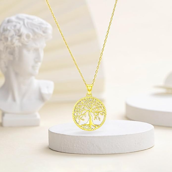 Odinstone Tree of Life Necklace, Sterling Silver Pendant for Women Family Tree Necklaces Jewelry for Mom/Wife/Grandma(With Fine Gift Box)