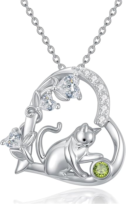 PELOVNY Teddy Bear Necklace for Women 925 Sterling Silver Bear/Highland Cow/Fox/Cat/Axolotl Birthstone Necklace Christmas Birthday Jewelry Gifts for Mom Daughter Wife Sister