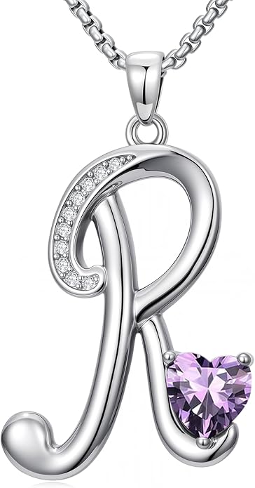 Birthday Gifts for Women Alphabet A to Z Initial Birthstone Pendant Necklaces for Women - 18k White Gold Plated Personalized Name Jewelry Anniversary Graduation Gifts for Wife Her Daughter Girlfriend(with Gift Box)