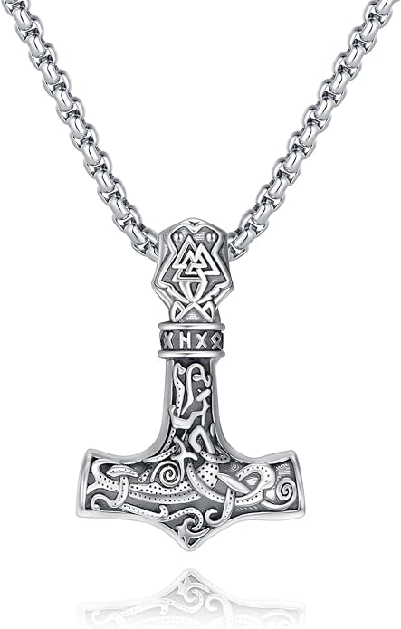 Viking Necklace 925 Sterling Silver Celtic Nordic Runes Amulet Necklace Viking Jewelry for Men Women