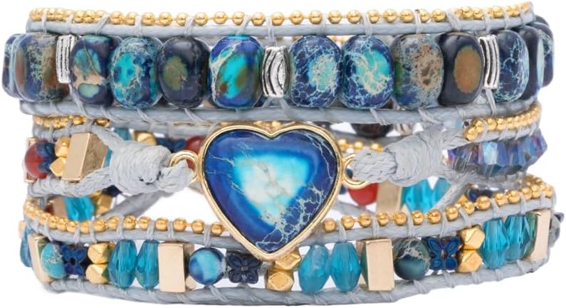 YGLINE Natural Stone Bracelet 3 Wraps Bracelet Handmade Boho Bracelet for Women Bracelet