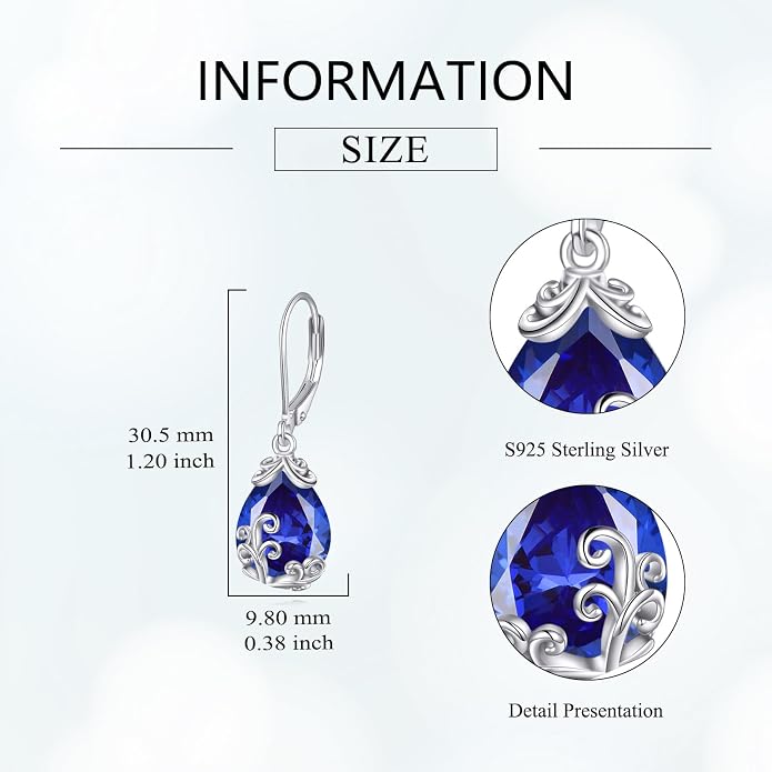 POPLYKE Celtic Filigree Teardrop Drop Dangle Earrings Sterling Silver Leverback Earrings Jewelry for Women