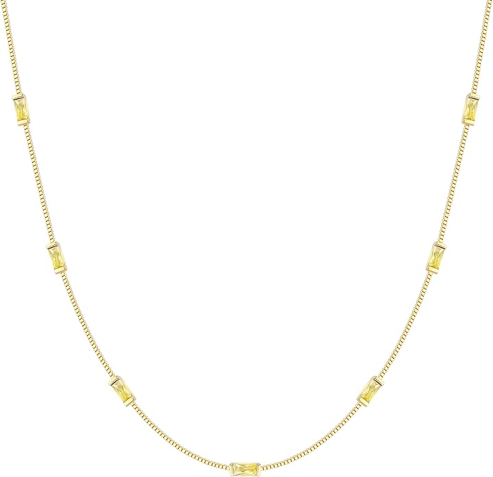 LOUISA SECRET Birthstone Necklaces for Women, 14K Gold Plated Dainty Simple Necklace, 925 Sterling Silver Birthday Anniversary Jewelry Gift for Women Mom Mother