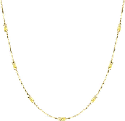 LOUISA SECRET Birthstone Necklaces for Women, 14K Gold Plated Dainty Simple Necklace, 925 Sterling Silver Birthday Anniversary Jewelry Gift for Women Mom Mother