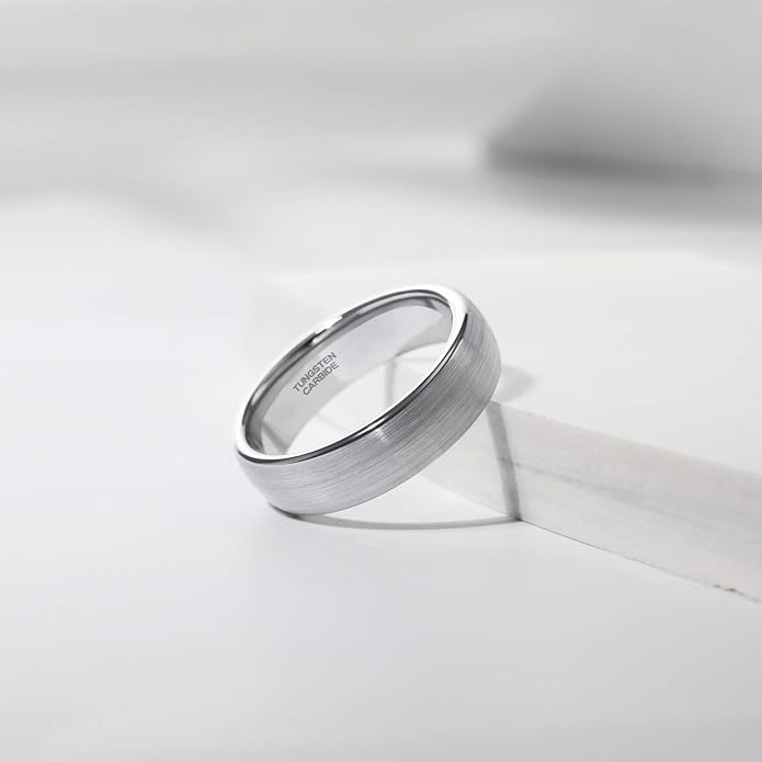 TRUMIUM 4mm 6mm 8mm Tungsten Ring Wedding Band for Men Women Engraved I Love You Matte Brushed Comfort Fit Size 4-15
