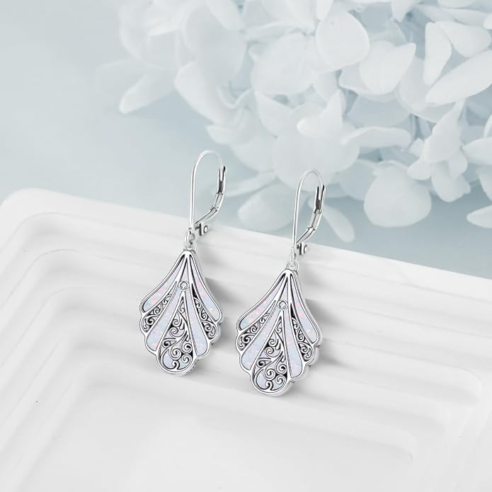 Abalone Shell Dangle Drop Earrings for Women 925 Sterling Silver Filigree Bohemian Earrings Jewelry Gift