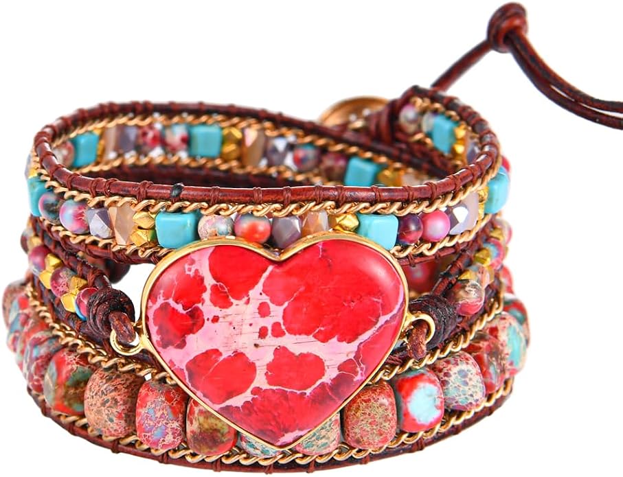 YGLINE Natural Stone Bracelet 3 Wraps Bracelet Handmade Boho Bracelet for Women Bracelet