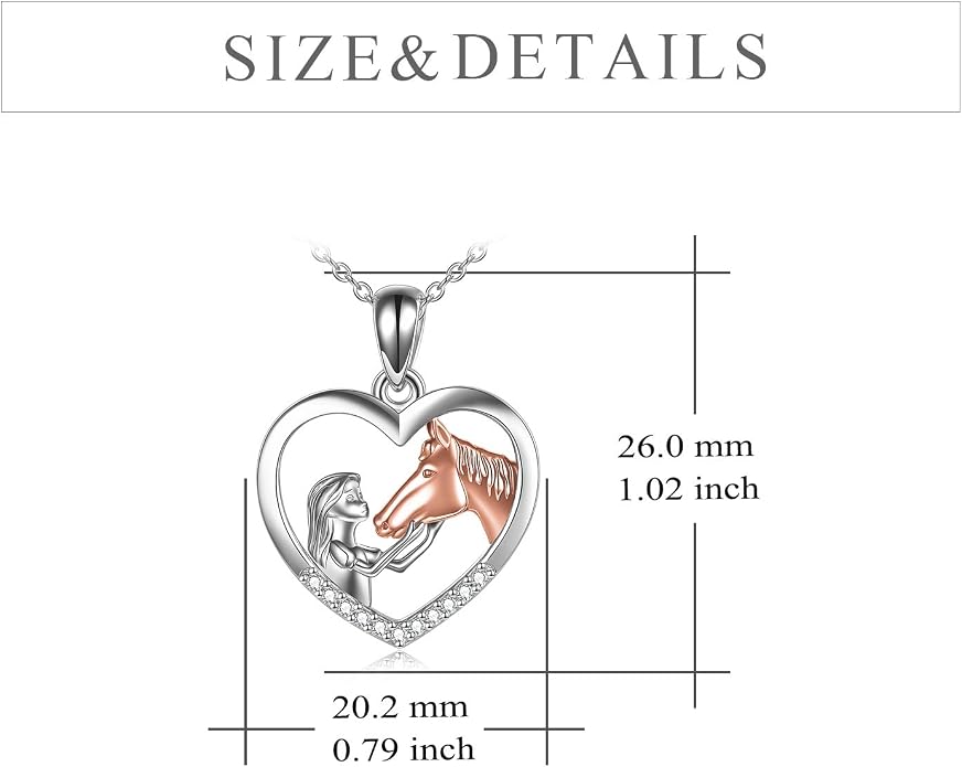 YFN Horse Pendant Necklace Sterling Silver Women with Horse Gift for Women