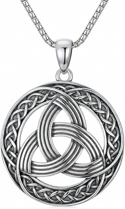 Celtic Necklace for men Sterling Silver Celtic Knot Triquetra Triangle Trinity Necklace Gift for Men