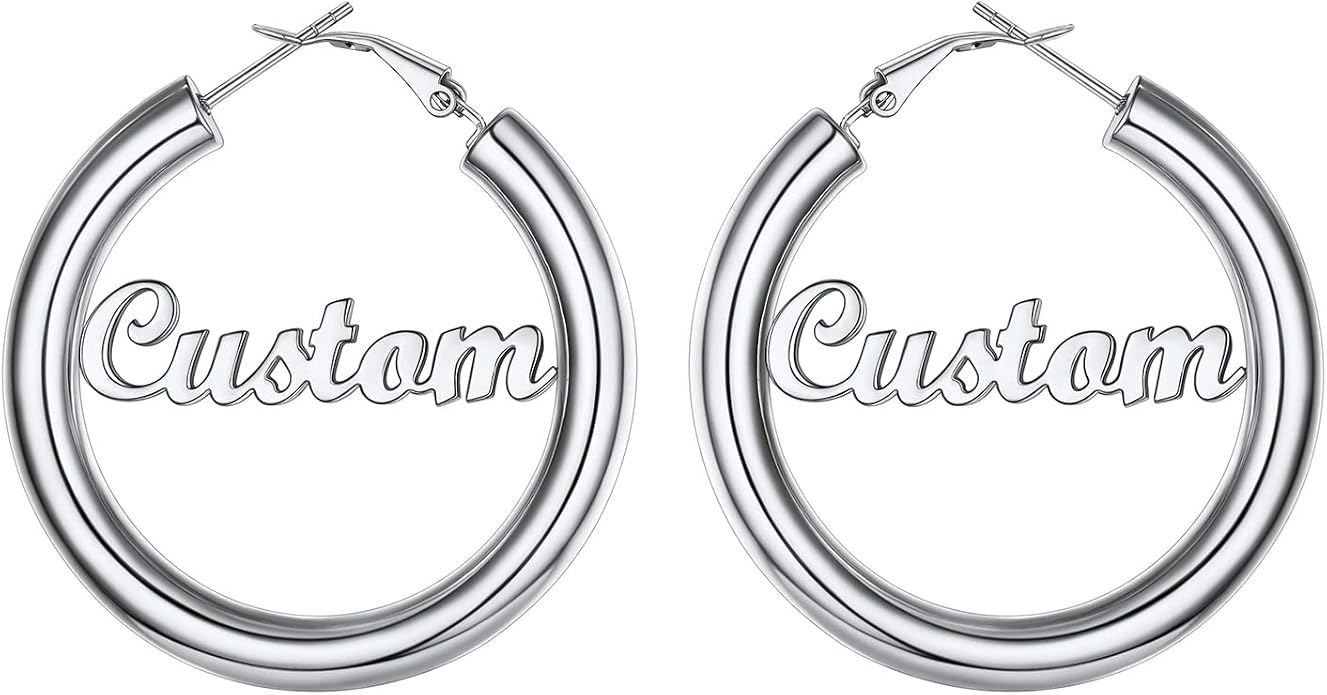 Stainless Steel Chunky Hoop Earrings For Women, Minimalist and Chic, Black/Gold Plated, Round Hoops Earrings Hypoallergenic, Size: 30mm/40mm/60mm/80mm, Come with Box