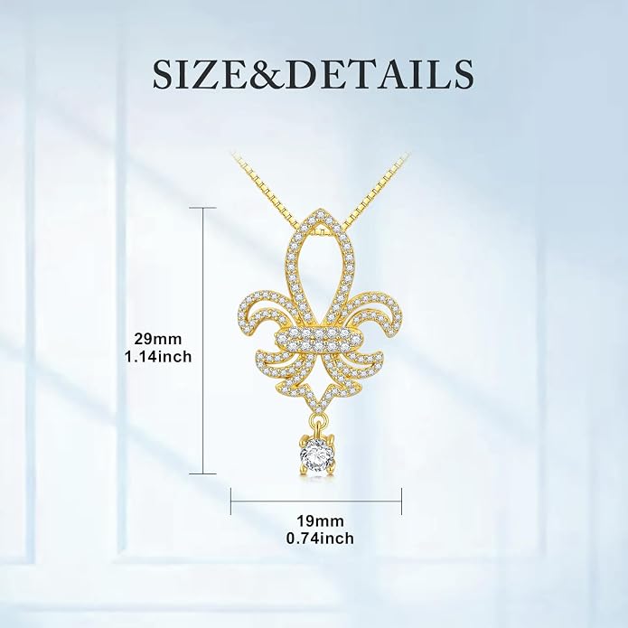 925 Sterling Silver Butterfly/Crescent/Witches Knot/Fleur-De-Lis/Thorny Crown Pendant Necklace Gold Plated Gemstone Birthday Gift for Wife Girlfriend Mom Daughter