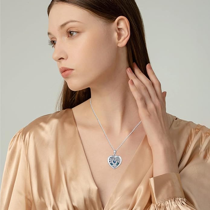 Odinstone Tree of Life Necklace, Sterling Silver Pendant for Women Family Tree Necklaces Jewelry for Mom/Wife/Grandma(With Fine Gift Box)