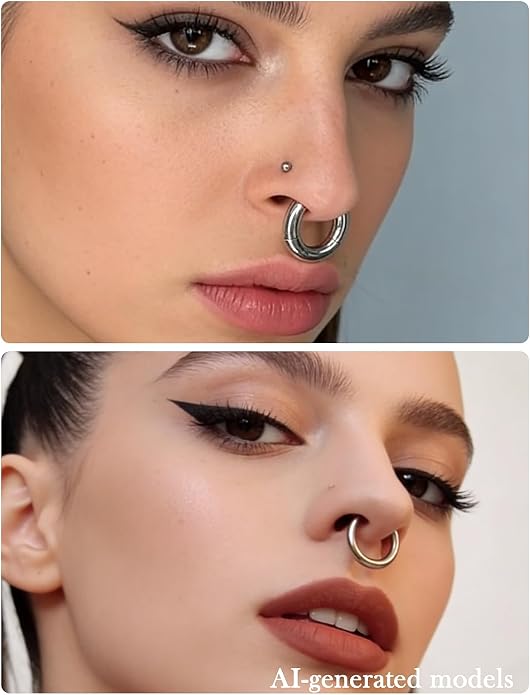 20G-2G ASTM F136 Titanium Septum Nose Rings Hoops Hinged Clicker Segment Septum Lip Nipple Ring Cartilage Tragus Helix Sleeper Earrings Piercing Jewelry for Women Men 6mm-19mm