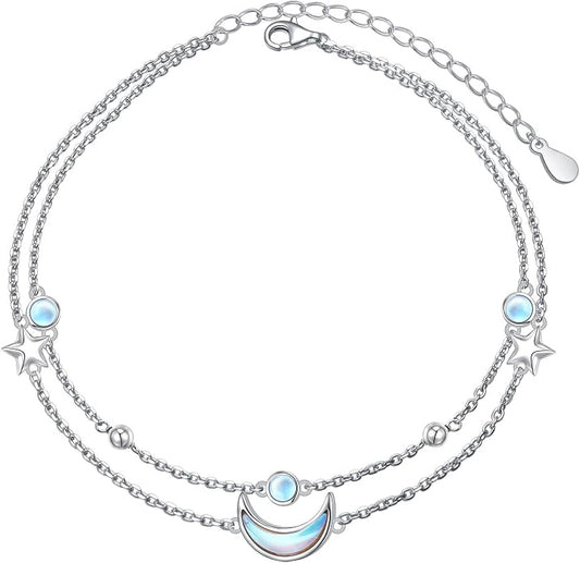 Anklets for Women 925 Sterling Silver Blue Evil Eye Infinity Butterfly Adjustable Multilayer Layered Summer Beach Ankle Bracelet Foot Chain Jewelry for Women