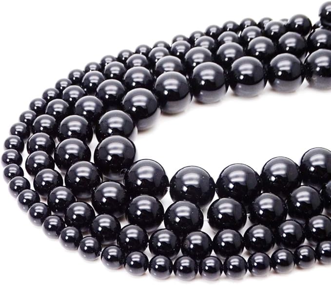 ABCGEMS Russian-Karelian Shungite Beads AKA Type-III Regular Shungite (Guaranteed Electrical Conductivity-Mohs Hardness 4) Crystal Chakra Energy Healing Stone Smooth Round 12mm