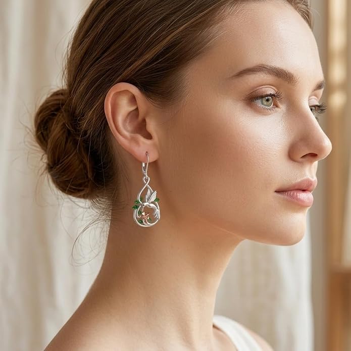 Silver Earrings Women Dangle Filigree/Abalone Shell/Turquoise Cowgirl Earrings Cat/Hummingbird/Chicken/Celtic Knot/Butterfly Jewelry Birthday Gifts for Women