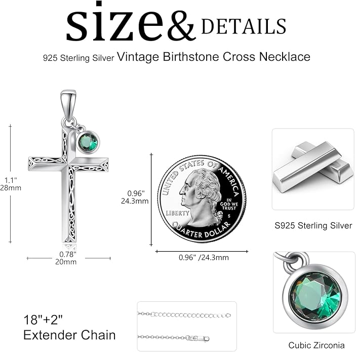 PRAYMOS Cross Necklace for Women Men, 925 Sterling Silver Simple Dainty Cross Necklace, Christian Religious Jewelry, Mothers Day Fathers Day Anniversary Birthday Gift
