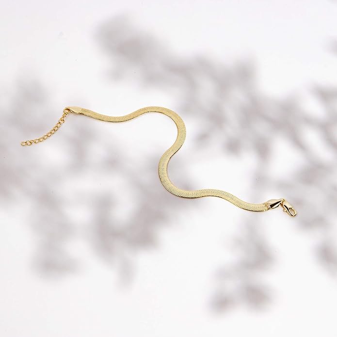 PAVOI 14K Gold Plated Chain Anklets for Women - Minimalist Link Chain Ankle Bracelet - Dainty Gold Anklets for Women - Trendy Summer Beach Jewelry Gifts - Snake, Figaro, Mariner, Paperclip, Beaded