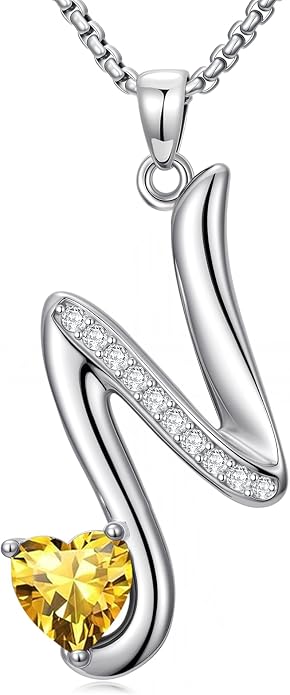 Birthday Gifts for Women Alphabet A to Z Initial Birthstone Pendant Necklaces for Women - 18k White Gold Plated Personalized Name Jewelry Anniversary Graduation Gifts for Wife Her Daughter Girlfriend(with Gift Box)