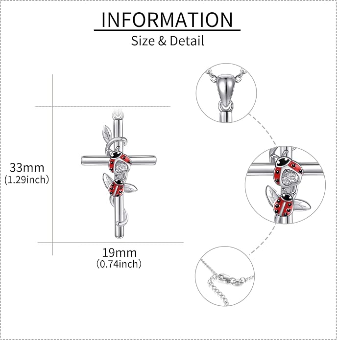 Flower Cross Necklace 925 Sterling Silver Carnation/Rose/Lily/Daisy Cross Necklace Birth Flower Jewelry for Women