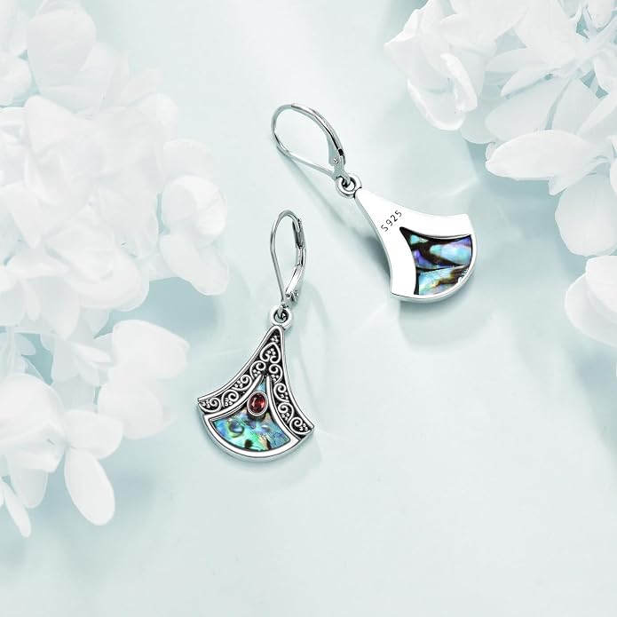 Abalone Shell Dangle Drop Earrings for Women 925 Sterling Silver Filigree Bohemian Earrings Jewelry Gift