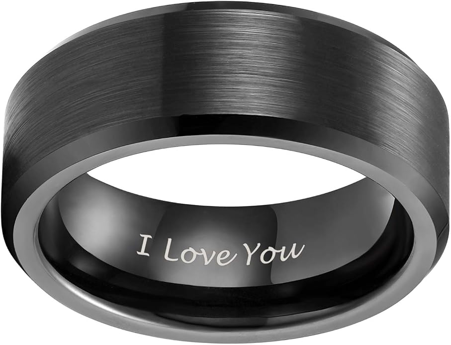 TRUMIUM 2mm 4mm 6mm 8mm 10mm Tungsten Ring Wedding Band for Women Men Bevel Edges Brushed Comfort Fit Size 4-15
