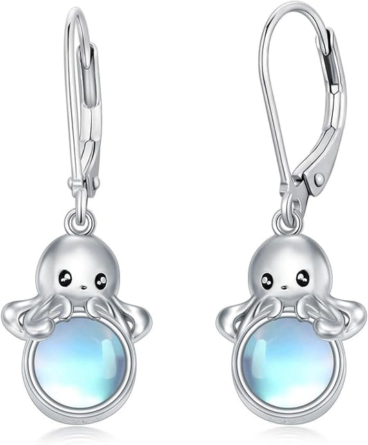 Dorunmo Moonstone Dangle Drop Earrings s925 Sterling Silver Leverback Earrings Filigree Moonstone Jewelry Birthday Gifts for Women