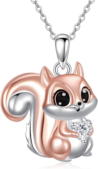 Bat/Cow/Cat/Bunny Necklace 925 Sterling Silver Heart Animal Pendant Necklace for Women
