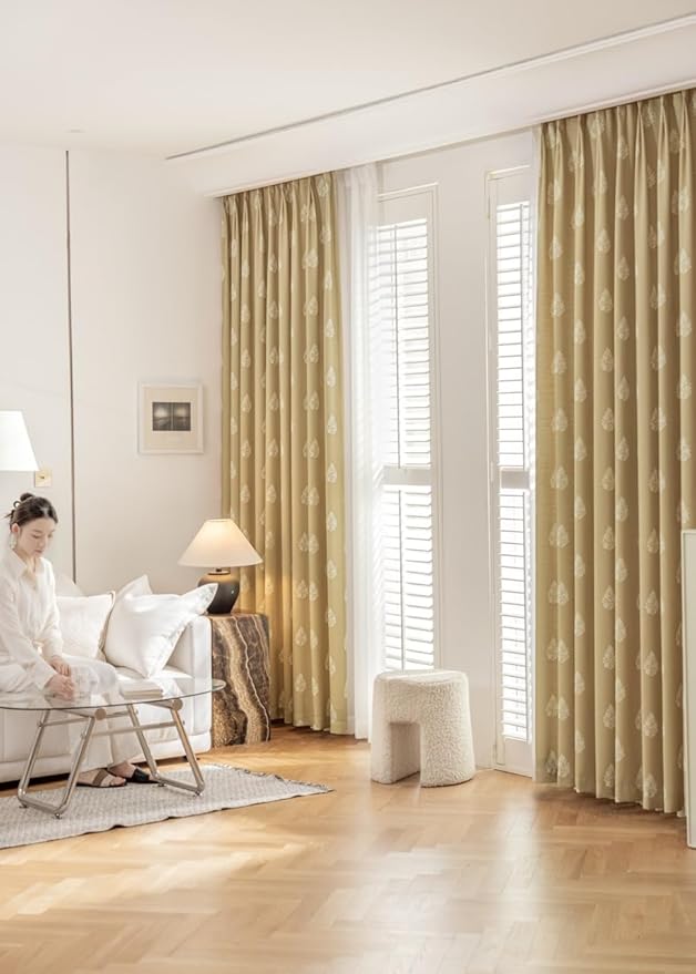 DrapePalette - Linen Blend Pinch Pleated Curtains 108 Inches Long for Living Room, Bedroom, Dining Room, Light Filtering Curtains 2 Panels Set, Modern Floral Printed Design, Brown Rose, 30" W x 108" L