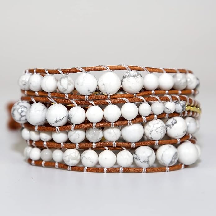 Boho Wrap Bead Bracelet for Women - Handmade Adjustable Natural Stone Beaded Bracelets Yoga Healing Bracelet Bangle Hippie Jewelry
